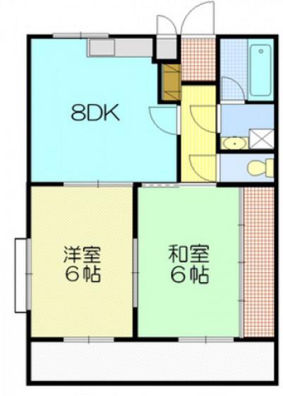 ラクーンパレス(2DK/1階)の間取り写真