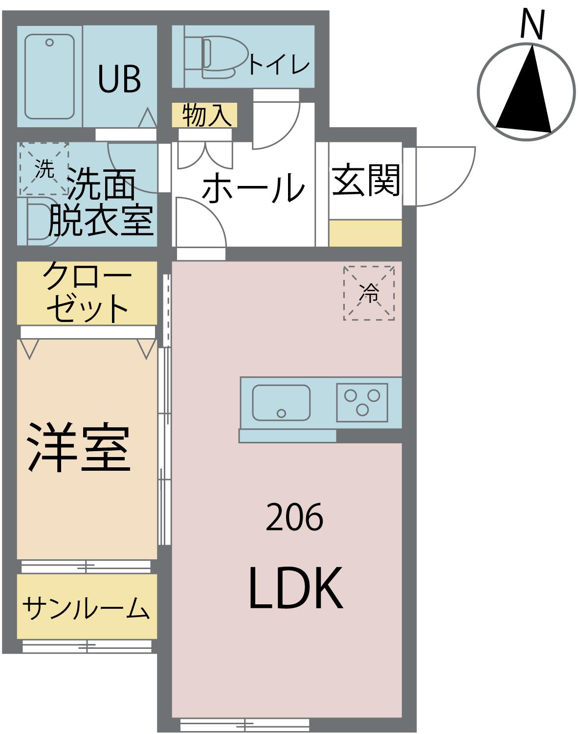 H&Mレジデンス H棟(1LDK/2階)の間取り写真