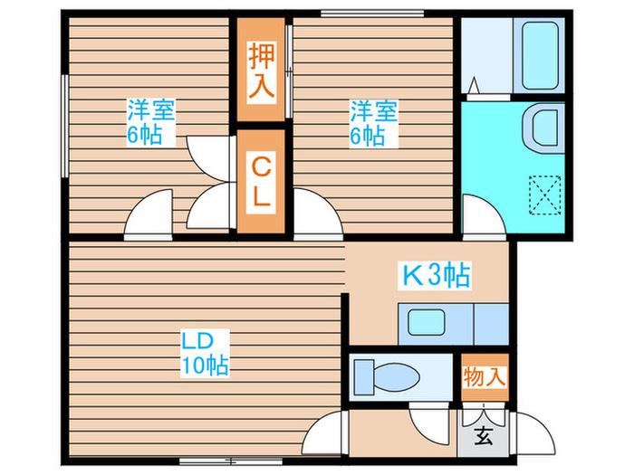 SKニューハイム(2LDK/2階)の間取り写真