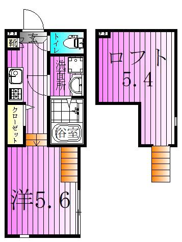 LOFT AOI(1K/1階)の間取り写真