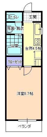 クラフト(1K/2階)の間取り写真