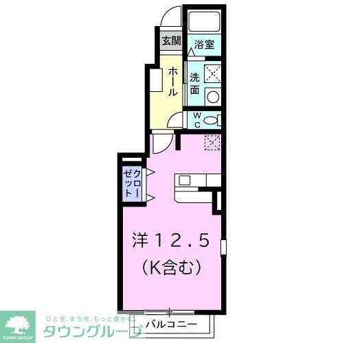 ランバー荒井XI(ワンルーム/1階)の間取り写真