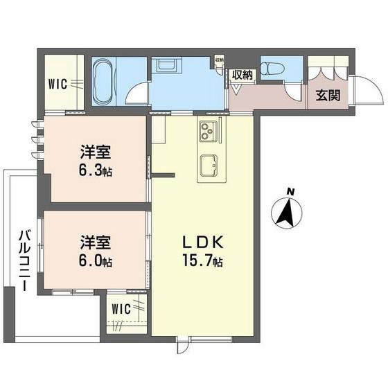 アンシャンテ長町南(2LDK/3階)の間取り写真