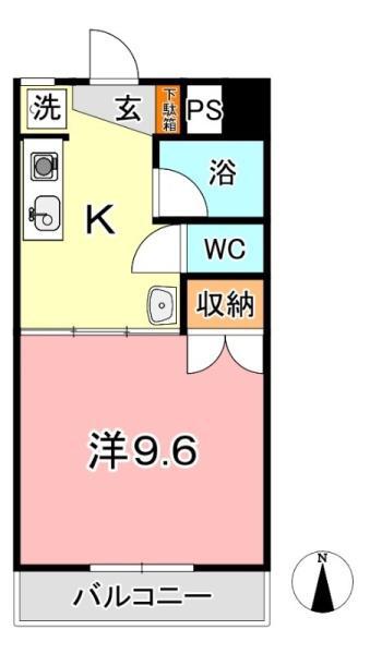 アトリエ・アクツ(1K/2階)の間取り写真