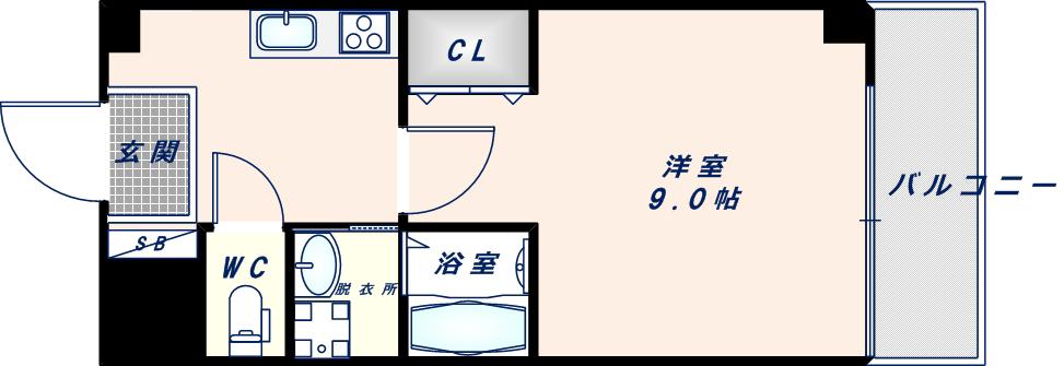 ル・クール長瀬(1K/2階)の間取り写真