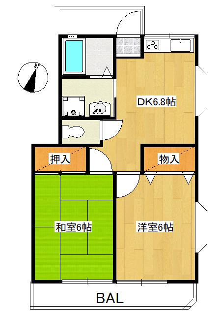 メゾンS(2DK/2階)の間取り写真