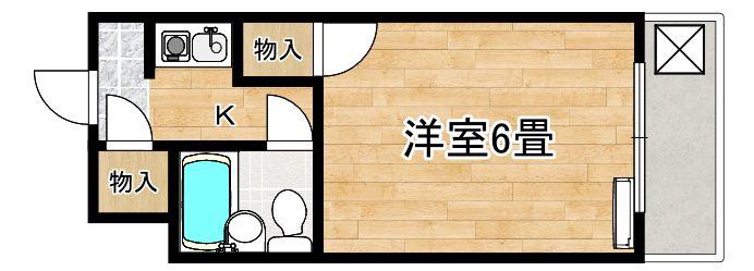 プレシャスアルモニ(1K/2階)の間取り写真