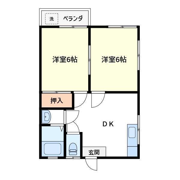 コーポ宇田川(2DK/2階)の間取り写真