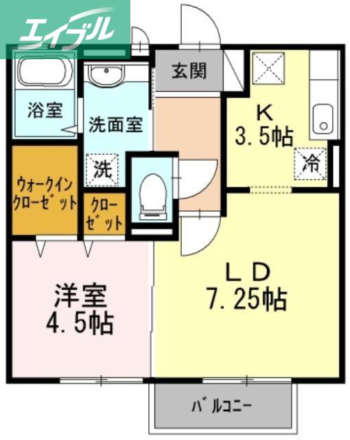 ノールヴィラージュII(1LDK/1階)の間取り写真