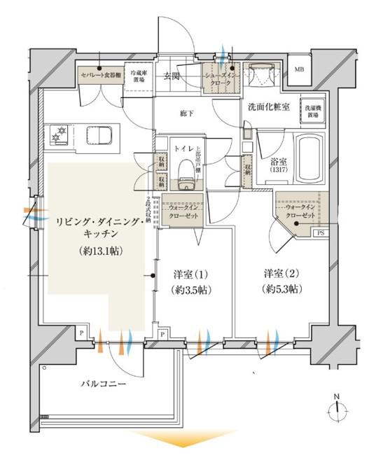 ルピアコート本川越ステーションビュー(2LDK/2階)の間取り写真