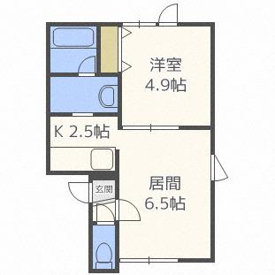 ロワール伏古I(1LDK/1階)の間取り写真