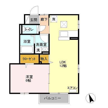 ヴィブレ熊川(1LDK/1階)の間取り写真