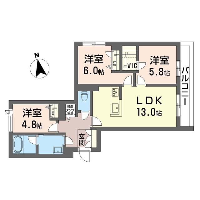 ＪＲ相模線 南橋本駅 徒歩18分 4階建 築1年(3LDK/2階)の間取り写真