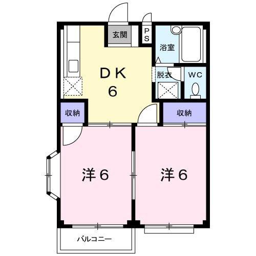 グリーンハイツD(2DK/2階)の間取り写真