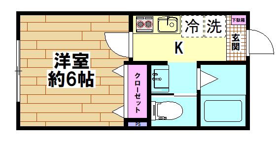 G.LIENV(1K/1階)の間取り写真