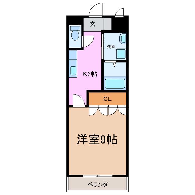グローリエ・N(1K/2階)の間取り写真