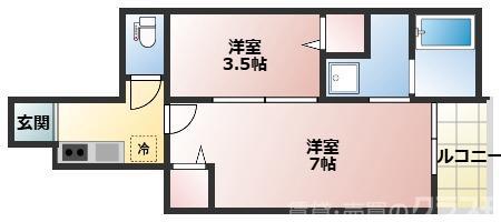 BLANCOSTA SQUARE(1K/1階)の間取り写真
