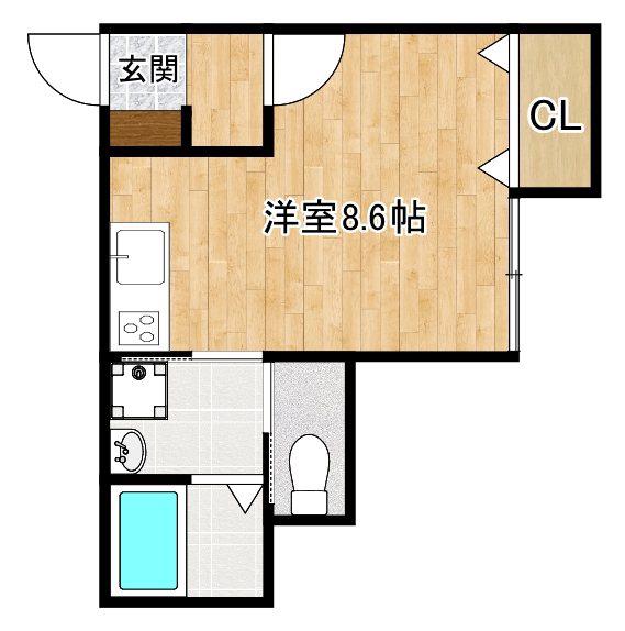 甘木鉄道 大板井駅 徒歩12分 2階建 新築(ワンルーム/2階)の間取り写真