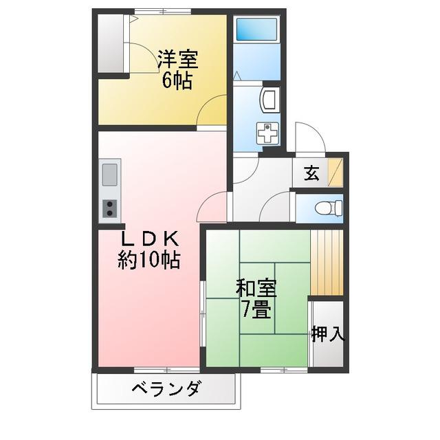YB TOWN ライチ(2LDK/2階)の間取り写真