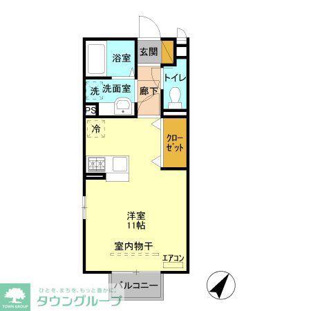 ＪＲ八高線 倉賀野駅 徒歩17分 2階建 築12年(ワンルーム/2階)の間取り写真