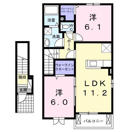 コッティ糸米(2LDK/2階)の間取り写真
