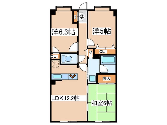 クレストフォルム横浜グランステージ(3LDK/3階)の間取り写真