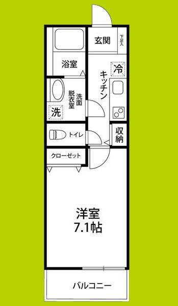 ソレイユII(1K/2階)の間取り写真