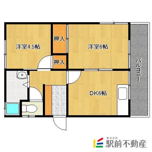 倉掛アパート(2DK/2階)の間取り写真