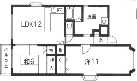 阪急神戸線 園田駅 徒歩12分 3階建 築34年(2LDK/2階)の間取り写真