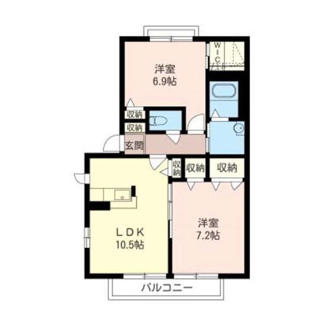 ガーデンハイツいずみ中央B(2LDK/2階)の間取り写真
