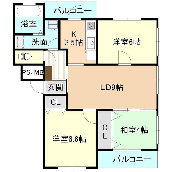 つくばエクスプレス 研究学園駅 徒歩9分 2階建 築18年(3LDK/2階)の間取り写真