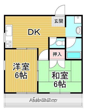 時枝コーポラス(2DK/4階)の間取り写真