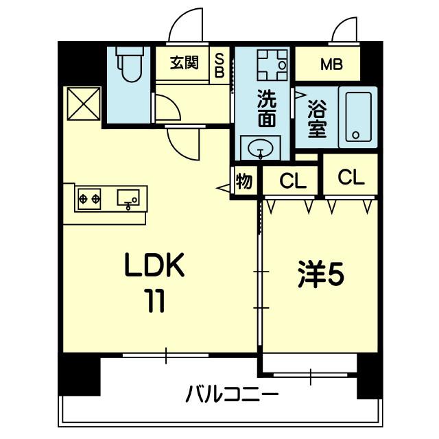 シャローム上熊本(1LDK/8階)の間取り写真