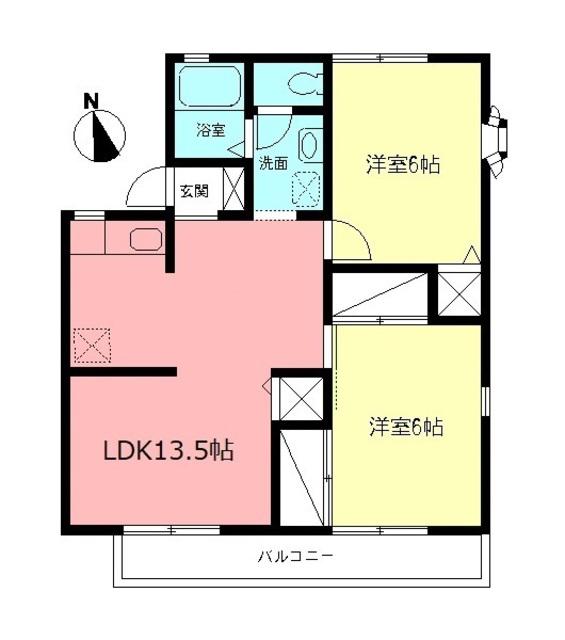 ハイツ大久保(2LDK/2階)の間取り写真