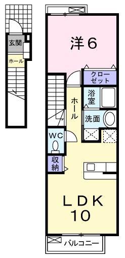 セイバリーII(1LDK/2階)の間取り写真