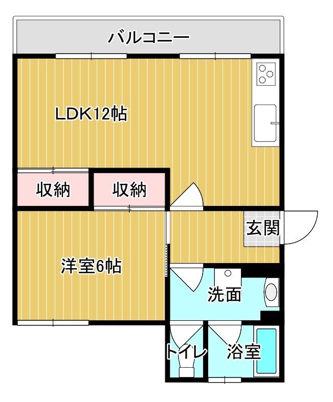 まさハイツ(1LDK/3階)の間取り写真