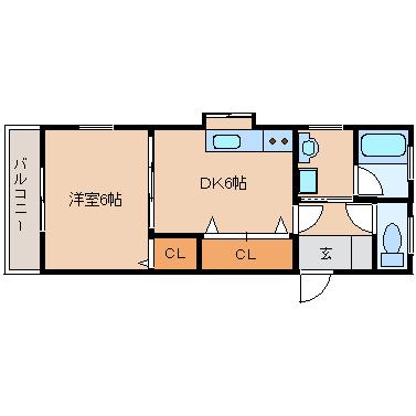 メゾン小林(1DK/2階)の間取り写真
