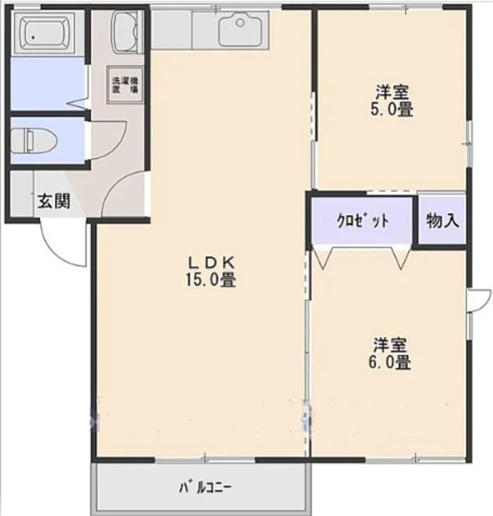 エクレール富澤(2LDK/2階)の間取り写真