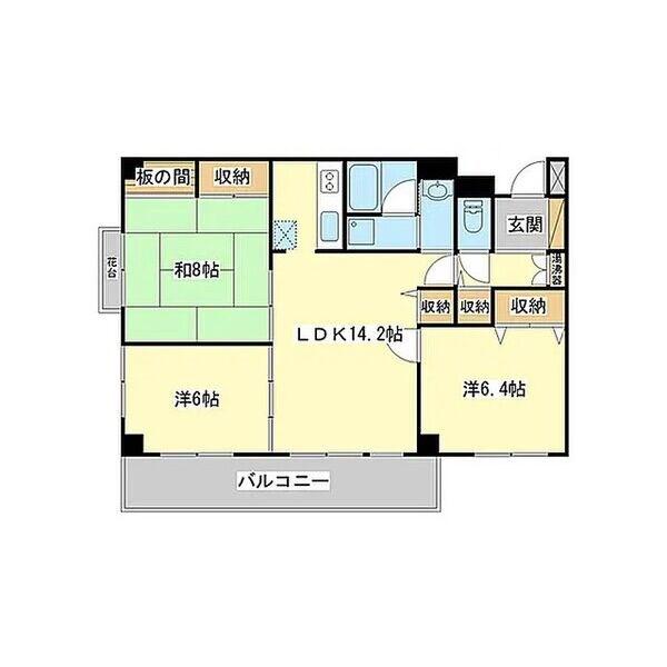 サンハイツ白鷺(3LDK/2階)の間取り写真