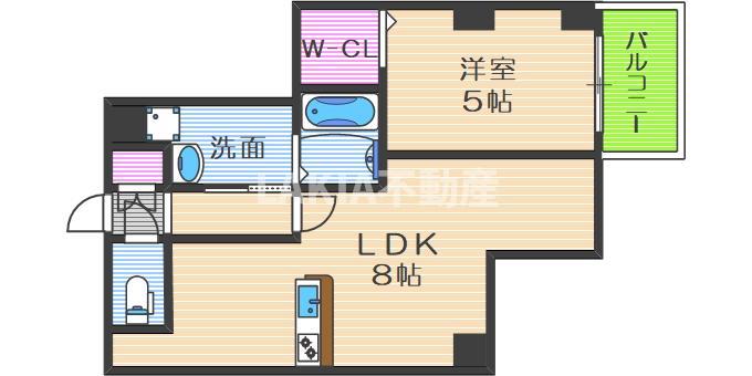 フェブライオ都島本通(1DK/4階)の間取り写真