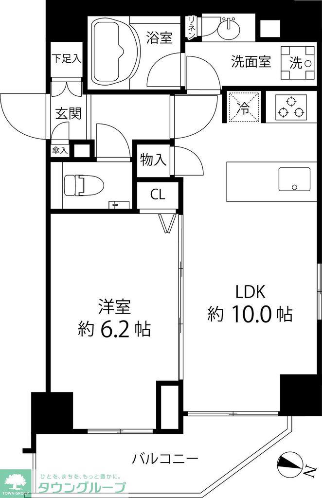麻布十番レジデンス(1LDK/8階)の間取り写真