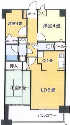 キャッスルマンション与野(3LDK/4階)の間取り写真