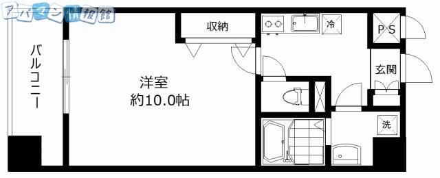 ヴァリス(1K/4階)の間取り写真