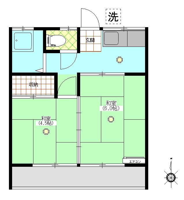 芝ハイツ(2K/1階)の間取り写真