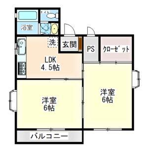メゾン川崎(2DK/3階)の間取り写真