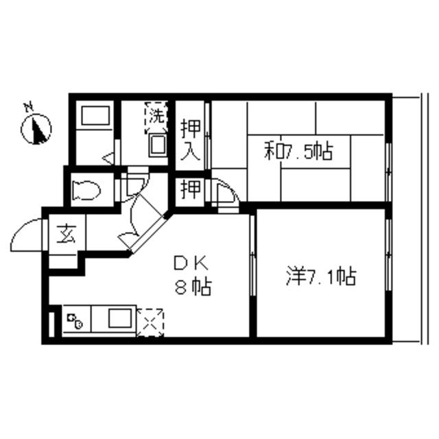 ルーエンハイム(2DK/1階)の間取り写真