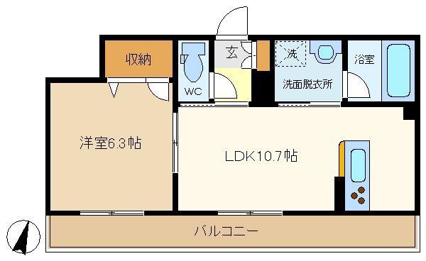 アウグーリ(1LDK/3階)の間取り写真