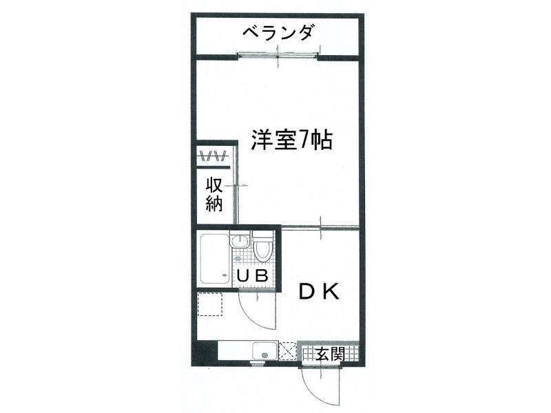 綿蒔ハイツ1号地(1K/1階)の間取り写真