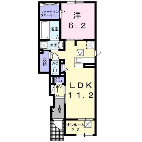 TアルバII(1LDK/1階)の間取り写真