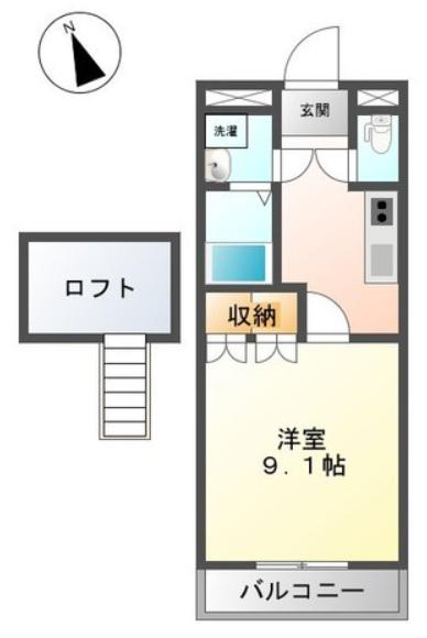 ミルフィオリ I(1K/2階)の間取り写真